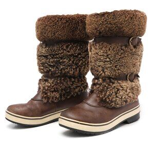 UGG Australia Lilyan Leather Shearling Boots Winter Waterproof Rubber Sole Brown
